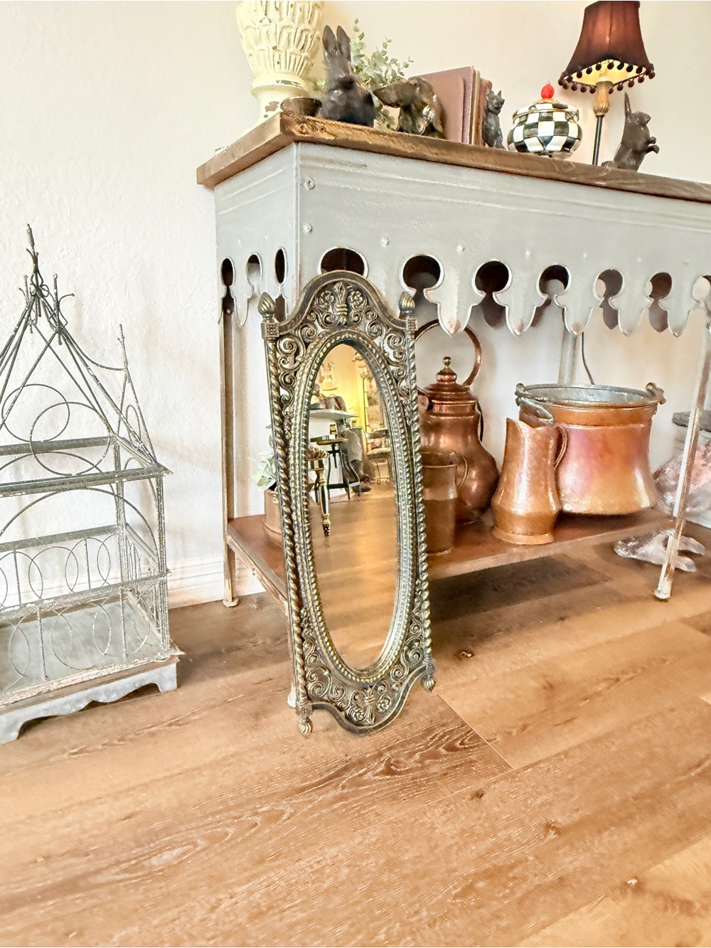 Vintage Homco Filigree MIRROR 25”x8,5” Ornate Black Gold Hollywood Glamour USA - Picture 10 of 15